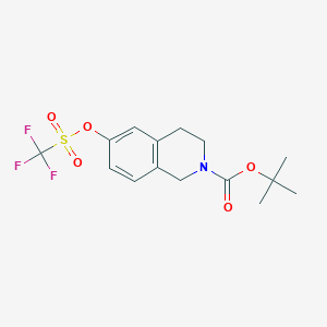 molecular formula C15H18F3NO5S B185044 叔丁基 6-(三氟甲磺酰氧基)-3,4-二氢异喹啉-2(1H)-羧酸酯 CAS No. 158984-84-0