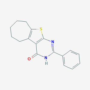 molecular formula C17H16N2OS B185364 4H-Cyclohepta(4,5)thieno(2,3-d)pyrimidin-4-one, 1,5,6,7,8,9-hexahydro-2-phenyl- CAS No. 87752-94-1