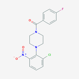 molecular formula C17H15ClFN3O3 B185366 [4-(2-Chloro-6-nitrophenyl)piperazin-1-yl](4-fluorophenyl)methanone CAS No. 6091-48-1