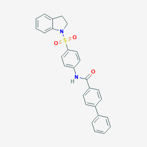 molecular formula C27H22N2O3S B185573 N-[4-(2,3-DIHYDROINDOLE-1-SULFONYL)PHENYL]-[1,1'-BIPHENYL]-4-CARBOXAMIDE CAS No. 6142-52-5