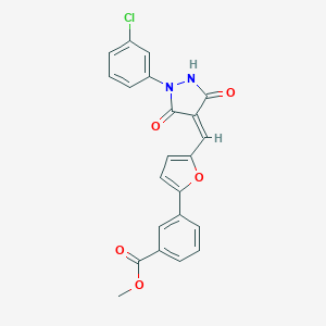 molecular formula C22H15ClN2O5 B185696 methyl 3-(5-{(Z)-[1-(3-chlorophenyl)-3,5-dioxopyrazolidin-4-ylidene]methyl}furan-2-yl)benzoate CAS No. 5993-76-0