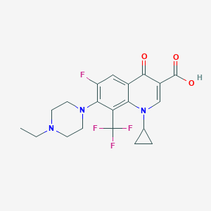 molecular formula C20H21F4N3O3 B185699 3-Quinolinecarboxylic acid, 1-cyclopropyl-7-(4-ethyl-1-piperazinyl)-6-fluoro-1,4-dihydro-4-oxo-8-(trifluoromethyl)- CAS No. 182868-50-4