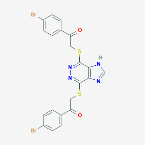 molecular formula C21H14Br2N4O2S2 B185711 1-(4-bromophenyl)-2-[[4-[2-(4-bromophenyl)-2-oxoethyl]sulfanyl-1H-imidazo[4,5-d]pyridazin-7-yl]sulfanyl]ethanone CAS No. 3434-10-4