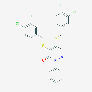 molecular formula C24H16Cl4N2OS2 B185718 4,5-Bis((3,4-dichlorobenzyl)thio)-2-phenyl-3(2H)-pyridazinone CAS No. 5273-38-1