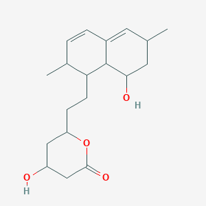 molecular formula C19H28O4 B018593 4-Hydroxy-6-[2-(8-hydroxy-2,6-dimethyl-1,2,6,7,8,8a-hexahydronaphthalen-1-yl)ethyl]oxan-2-one CAS No. 79952-42-4