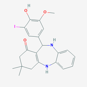 molecular formula C22H23IN2O3 B185970 11-(4-hydroxy-3-iodo-5-methoxyphenyl)-3,3-dimethyl-2,3,4,5,10,11-hexahydro-1H-dibenzo[b,e][1,4]diazepin-1-one CAS No. 5927-09-3