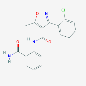 molecular formula C18H14ClN3O3 B185979 N-(2-carbamoylphenyl)-3-(2-chlorophenyl)-5-methyl-1,2-oxazole-4-carboxamide CAS No. 5854-46-6