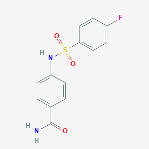 molecular formula C13H11FN2O3S B186022 4-{[(4-Fluorophenyl)sulfonyl]amino}benzamide CAS No. 6128-60-5