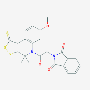 molecular formula C23H18N2O4S3 B186079 2-[2-(7-methoxy-4,4-dimethyl-1-thioxo-1,4-dihydro-5H-[1,2]dithiolo[3,4-c]quinolin-5-yl)-2-oxoethyl]-1H-isoindole-1,3(2H)-dione CAS No. 331840-78-9