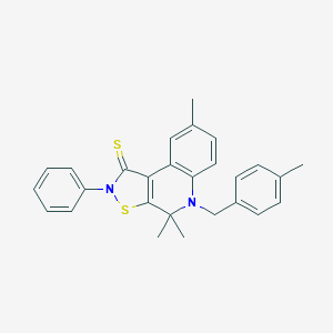 molecular formula C27H26N2S2 B186113 4,4,8-Trimethyl-5-[(4-methylphenyl)methyl]-2-phenyl-[1,2]thiazolo[5,4-c]quinoline-1-thione CAS No. 5541-62-8