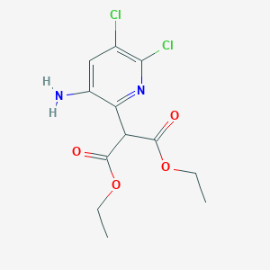 molecular formula C12H14Cl2N2O4 B186162 3-Amino-2-bis(ethoxycarbonyl)methyl-5,6-dichloropyridine CAS No. 136888-28-3