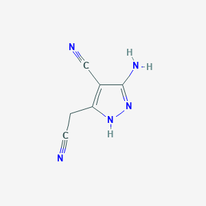 molecular formula C6H5N5 B186250 1H-Pyrazole-3-acetonitrile, 5-amino-4-cyano- CAS No. 54711-21-6