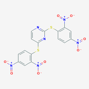 molecular formula C16H8N6O8S2 B186400 2,4-Bis[(2,4-dinitrophenyl)sulfanyl]pyrimidine CAS No. 73768-66-8