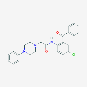 B186408 1-Piperazineacetamide, N-(2-benzoyl-4-chlorophenyl)-4-phenyl- CAS No. 83132-23-4