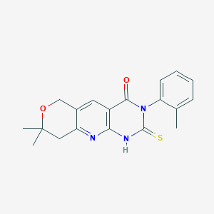 B186410 8,8-dimethyl-3-(2-methylphenyl)-2-sulfanyl-3,6,8,9-tetrahydro-4H-pyrano[3',4':5,6]pyrido[2,3-d]pyrimidin-4-one CAS No. 5679-07-2