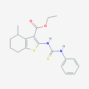 molecular formula C19H22N2O2S2 B186416 Ethyl 4-methyl-2-[(phenylcarbamothioyl)amino]-4,5,6,7-tetrahydro-1-benzothiophene-3-carboxylate CAS No. 132605-14-2