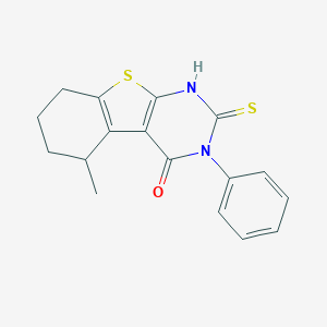 molecular formula C17H16N2OS2 B186418 5-methyl-3-phenyl-2-sulfanyl-5,6,7,8-tetrahydro[1]benzothieno[2,3-d]pyrimidin-4(3H)-one CAS No. 132605-29-9