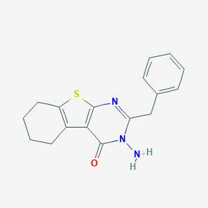 molecular formula C17H17N3OS B186422 (1)Benzothieno(2,3-d)pyrimidin-4(3H)-one, 5,6,7,8-tetrahydro-3-amino-2-(phenylmethyl)- CAS No. 120354-24-7