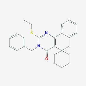 molecular formula C26H28N2OS B186425 Spiro(benzo(h)quinazoline-5(3H),1'-cyclohexan)-4(6H)-one, 2-(ethylthio)-3-(phenylmethyl)- CAS No. 172984-44-0