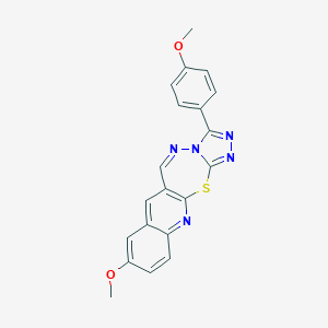 molecular formula C20H15N5O2S B186613 9-Methoxy-3-(4-methoxyphenyl)-1,2,4-triazolo(3',4':2,3)(1,3,4)thiadiazepino(7,6-b)quinoline CAS No. 136633-19-7
