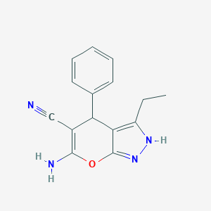 molecular formula C15H14N4O B186847 6-氨基-3-乙基-4-苯基-1,4-二氢吡喃并[2,3-c]吡唑-5-腈 CAS No. 444790-63-0