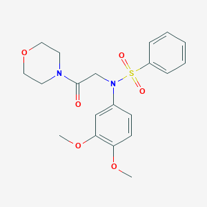 molecular formula C20H24N2O6S B186872 N-(3,4-dimethoxyphenyl)-N-(2-morpholin-4-yl-2-oxoethyl)benzenesulfonamide CAS No. 6195-39-7