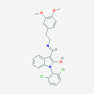 molecular formula C25H22Cl2N2O3 B186914 2H-Indol-2-one, 1,3-dihydro-1-(2,6-dichlorophenyl)-3-(((2-(3,4-dimethoxyphenyl)ethyl)amino)methylene)-, (Z)- CAS No. 172371-93-6