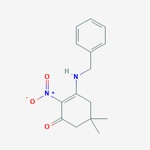 molecular formula C15H18N2O3 B186923 2-Cyclohexen-1-one, 5,5-dimethyl-2-nitro-3-[(phenylmethyl)amino]- CAS No. 89229-80-1