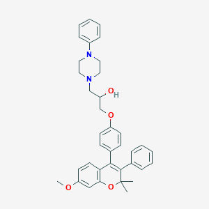 molecular formula C37H40N2O4 B018702 1-Piperazineethanol, alpha-((4-(7-methoxy-2,2-dimethyl-3-phenyl-2H-1-benzopyran-4-yl)phenoxy)methyl)-4-phenyl- CAS No. 111038-44-9