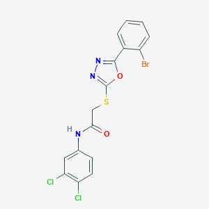 2-[[5-(2-bromophenyl)-1,3,4-oxadiazol-2-yl]sulfanyl]-N-(3,4-dichlorophenyl)acetamide