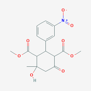 molecular formula C17H19NO8 B187140 Dimethyl 4-hydroxy-4-methyl-2-(3-nitrophenyl)-6-oxocyclohexane-1,3-dicarboxylate CAS No. 5791-86-6
