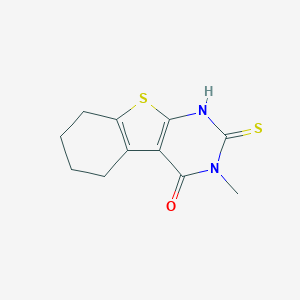 molecular formula C11H12N2OS2 B187147 (1)苯并噻吩并(2,3-d)嘧啶-4(1H)-酮，2,3,5,6,7,8-六氢-3-甲基-2-硫代- CAS No. 38201-61-5
