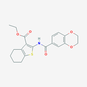 molecular formula C20H21NO5S B187216 Ethyl 2-(2,3-dihydro-1,4-benzodioxine-6-carbonylamino)-4,5,6,7-tetrahydro-1-benzothiophene-3-carboxylate CAS No. 5788-12-5