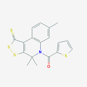 molecular formula C18H15NOS4 B187245 Thiophen-2-yl-(4,4,7-trimethyl-1-sulfanylidenedithiolo[3,4-c]quinolin-5-yl)methanone CAS No. 4595-67-9