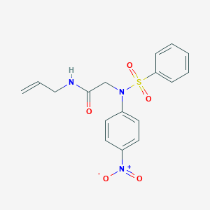 molecular formula C17H17N3O5S B187327 2-[N-(benzenesulfonyl)-4-nitroanilino]-N-prop-2-enylacetamide CAS No. 6168-36-1