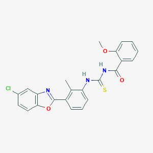 molecular formula C23H18ClN3O3S B187338 N-[[3-(5-chloro-1,3-benzoxazol-2-yl)-2-methylphenyl]carbamothioyl]-2-methoxybenzamide CAS No. 6408-60-2