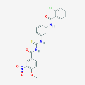molecular formula C22H17ClN4O5S B187343 N-[[3-[(2-chlorobenzoyl)amino]phenyl]carbamothioyl]-4-methoxy-3-nitrobenzamide CAS No. 6414-62-6