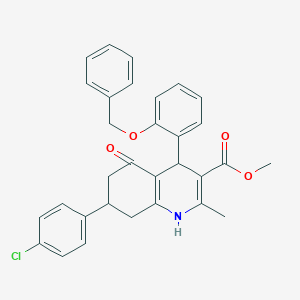 methyl 7-(4-chlorophenyl)-2-methyl-5-oxo-4-(2-phenylmethoxyphenyl)-4,6,7,8-tetrahydro-1H-quinoline-3-carboxylate
