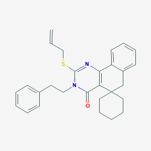 molecular formula C28H30N2OS B187412 3-(2-phenylethyl)-2-(prop-2-en-1-ylsulfanyl)-3H-spiro[benzo[h]quinazoline-5,1'-cyclohexan]-4(6H)-one CAS No. 5705-16-8
