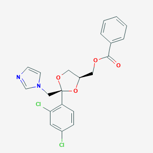 molecular formula C21H18Cl2N2O4 B187453 cis-2-(2,4-Dichlorophenyl)-2-(1H-imidazol-1-ylmethyl)-1,3-dioxolane-4-methanol Benzoate (Ester) CAS No. 70894-66-5