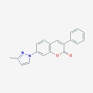 molecular formula C19H14N2O2 B187479 7-(3-Methyl-1H-pyrazol-1-yl)-3-phenyl-2H-1-benzopyran-2-one CAS No. 6025-18-9