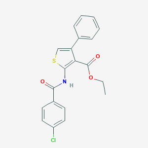 molecular formula C20H16ClNO3S B187483 3-Thiophenecarboxylic acid, 2-((4-chlorobenzoyl)amino)-4-phenyl-, ethyl ester CAS No. 77261-20-2