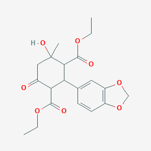 molecular formula C20H24O8 B187562 Diethyl 2-(1,3-benzodioxol-5-yl)-4-hydroxy-4-methyl-6-oxocyclohexane-1,3-dicarboxylate CAS No. 6286-69-7