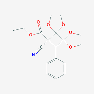 molecular formula C18H23NO6 B187806 Ethyl 1-cyano-2,2,3,3-tetramethoxy-4-phenyl-cyclobutane-1-carboxylate CAS No. 56069-45-5