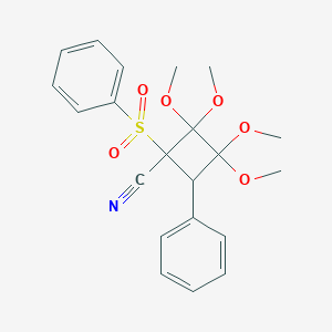 molecular formula C21H23NO6S B187807 1-(Benzenesulfonyl)-2,2,3,3-tetramethoxy-4-phenylcyclobutane-1-carbonitrile CAS No. 56069-44-4