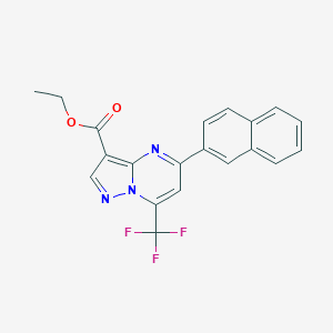 molecular formula C20H14F3N3O2 B187830 5-Naphthalen-2-yl-7-trifluoromethyl-pyrazolo[1,5-a]pyrimidine-3-carboxylic acid ethyl ester CAS No. 679830-65-0