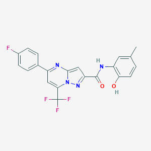 molecular formula C21H14F4N4O2 B187834 5-(4-fluorophenyl)-N-(2-hydroxy-5-methylphenyl)-7-(trifluoromethyl)pyrazolo[1,5-a]pyrimidine-2-carboxamide CAS No. 5846-72-0