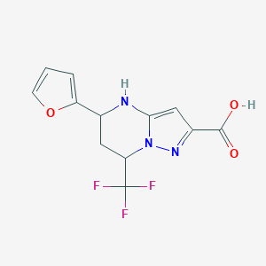 molecular formula C12H10F3N3O3 B187842 5-呋喃-2-基-7-三氟甲基-4,5,6,7-四氢-吡唑并[1,5-a]嘧啶-2-羧酸 CAS No. 381175-08-2