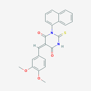(5E)-5-[(3,4-dimethoxyphenyl)methylidene]-1-naphthalen-1-yl-2-sulfanylidene-1,3-diazinane-4,6-dione