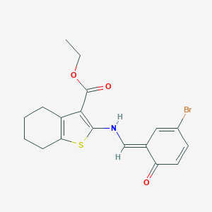 molecular formula C18H18BrNO3S B187920 ethyl 2-[[(E)-(3-bromo-6-oxocyclohexa-2,4-dien-1-ylidene)methyl]amino]-4,5,6,7-tetrahydro-1-benzothiophene-3-carboxylate CAS No. 69459-58-1